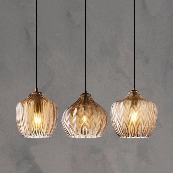 Nordic Textured Wavy Glass Pendant Light - 1-Light Barrel Fixture