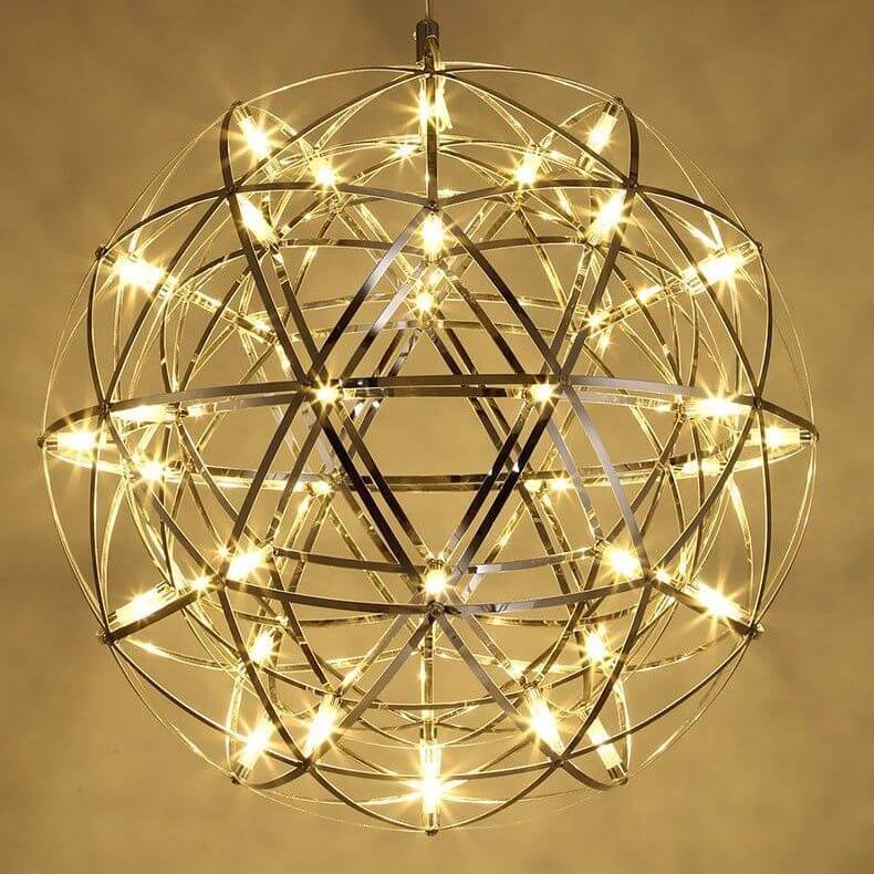 Contemporary Iron 12-Light LED Firework Pendant for Living Room