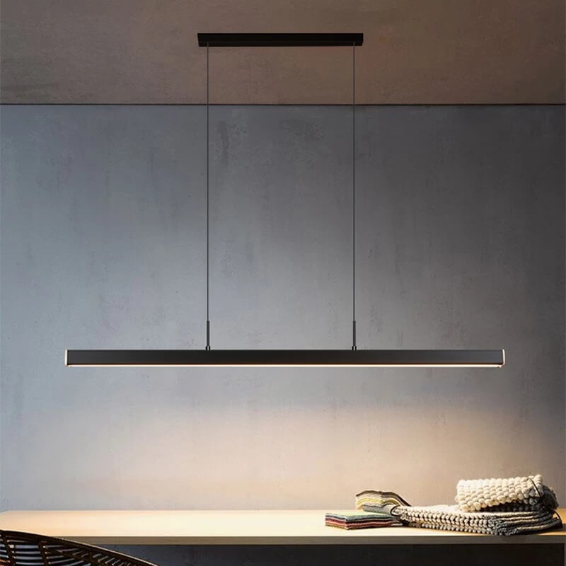 Modern Minimalist Long Strip LED Pendant Light - Sleek Lighting Solution for Home & Office, Energy-Efficient Design, Adjustable Height, Stylish Illumination