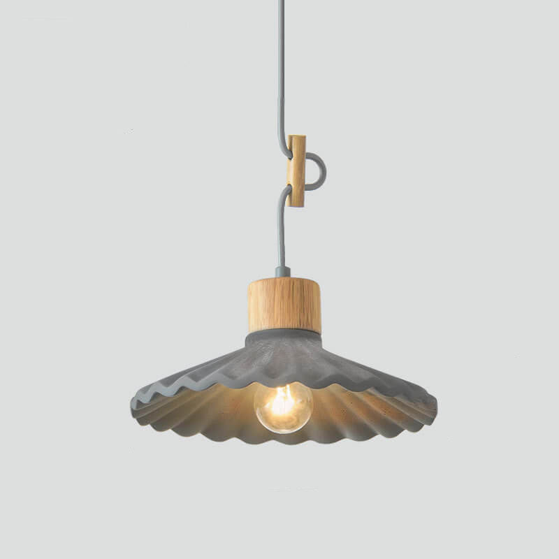 Modern Macaron Cement Scalloped Shade Pendant Light - 1-Light for Living Room