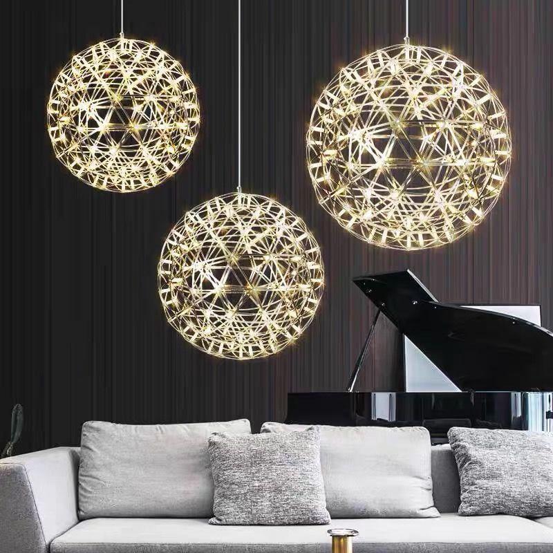 Contemporary Iron 12-Light LED Firework Pendant for Living Room