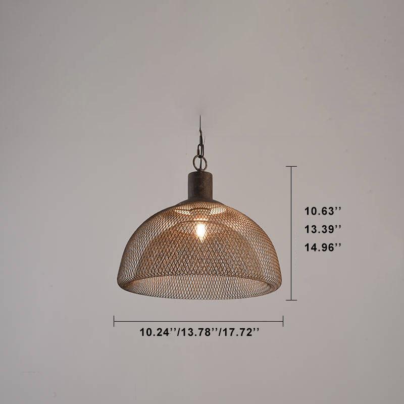 Retro Rustic Wrought Iron Half Round 1-Light Pendant Light