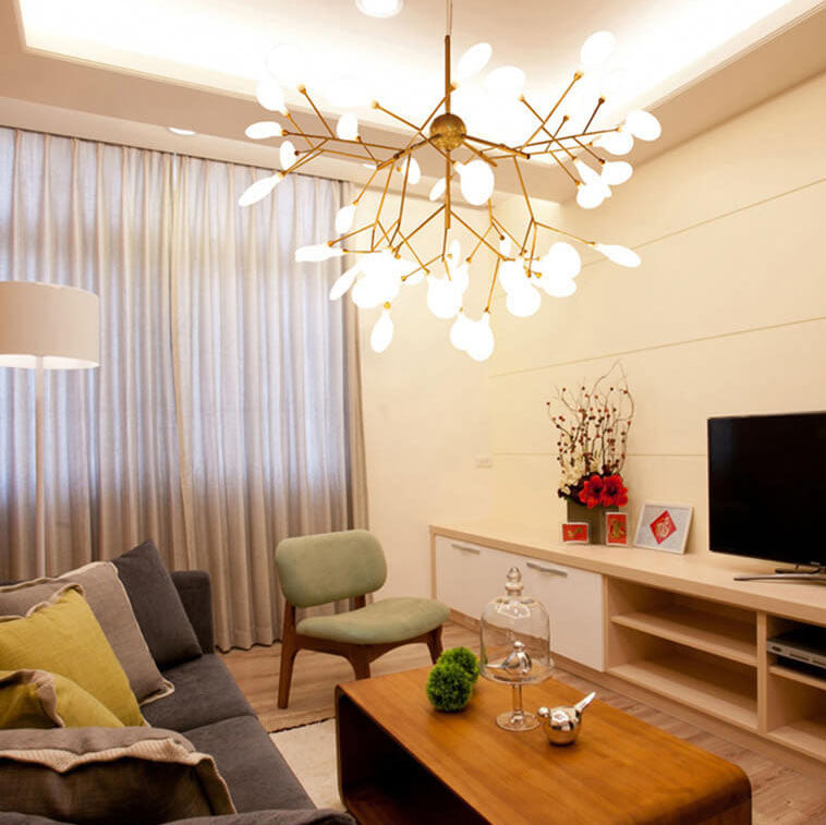 Modern Metal Branches 27/36 Light Fireflies LED Chandelier - Elegant Lighting Fixture for Home Decor, Energy-Efficient Design, Contemporary Ceiling Lights