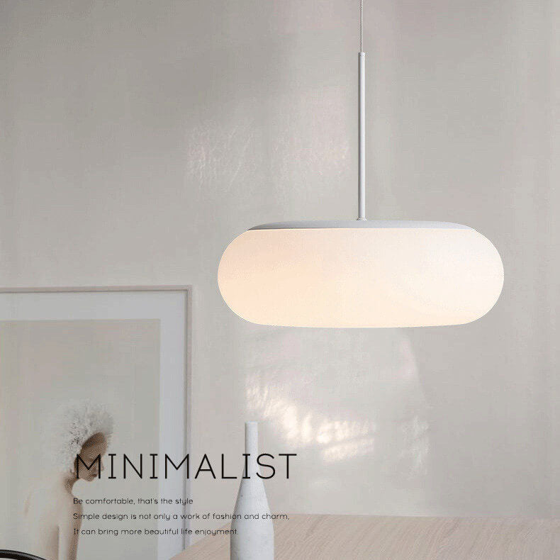 Modern Minimalist White LED Pendant Light - 1-Light Drum Design