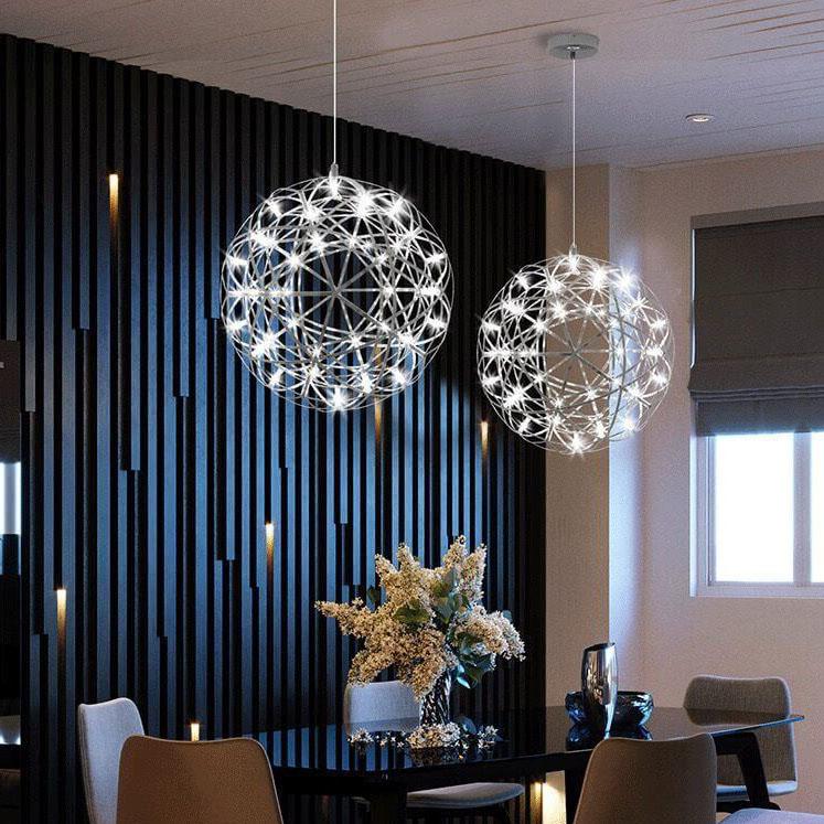 Contemporary Iron 12-Light LED Firework Pendant for Living Room