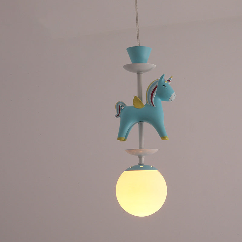 Modern Art Deco Kids Flush Mount Ceiling Light - Iron Resin Glass Round Base, 1/3/5 Light - Stylish Bedroom Lighting Fixture, Horse Theme, Vintage Inspired, Unique Decorative Light for Children's Rooms, Stylish Interior Illumination, Decorative Flush Moun
