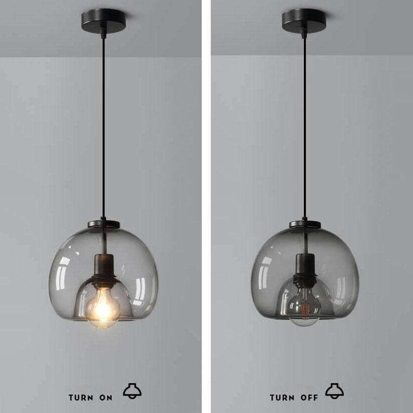 Minimalist Smoke Gray Hand-Blown Glass Pendant Light 1-Light Fixture