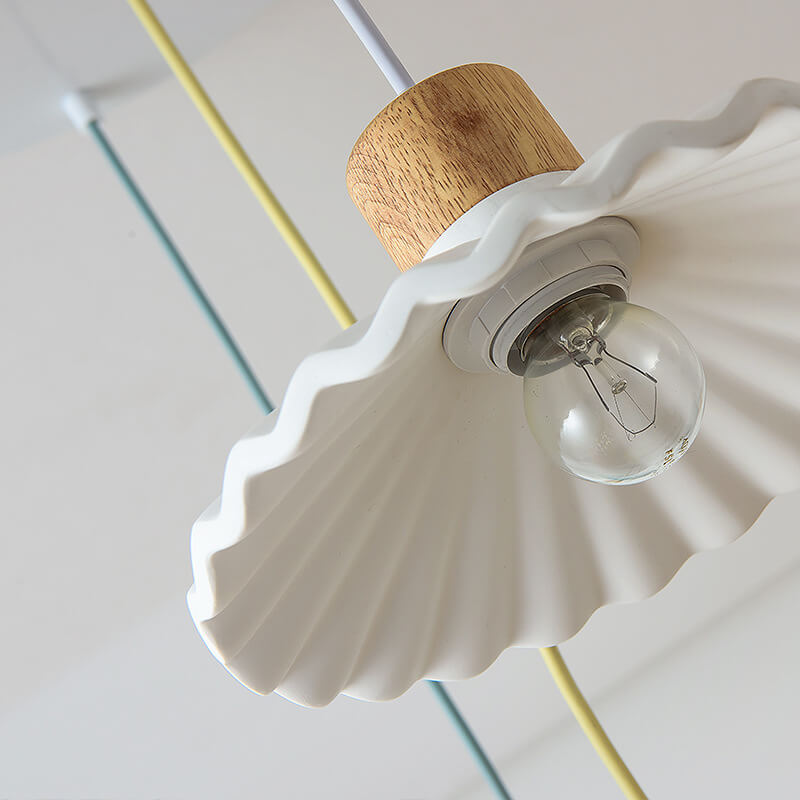 Modern Macaron Cement Scalloped Shade Pendant Light - 1-Light for Living Room