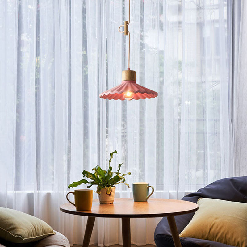 Modern Macaron Cement Scalloped Shade Pendant Light - 1-Light for Living Room