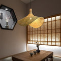 Woven Bamboo Pendant Light - 1-Light Straw Hat Design, Rustic Home Decor, Boho Lighting
