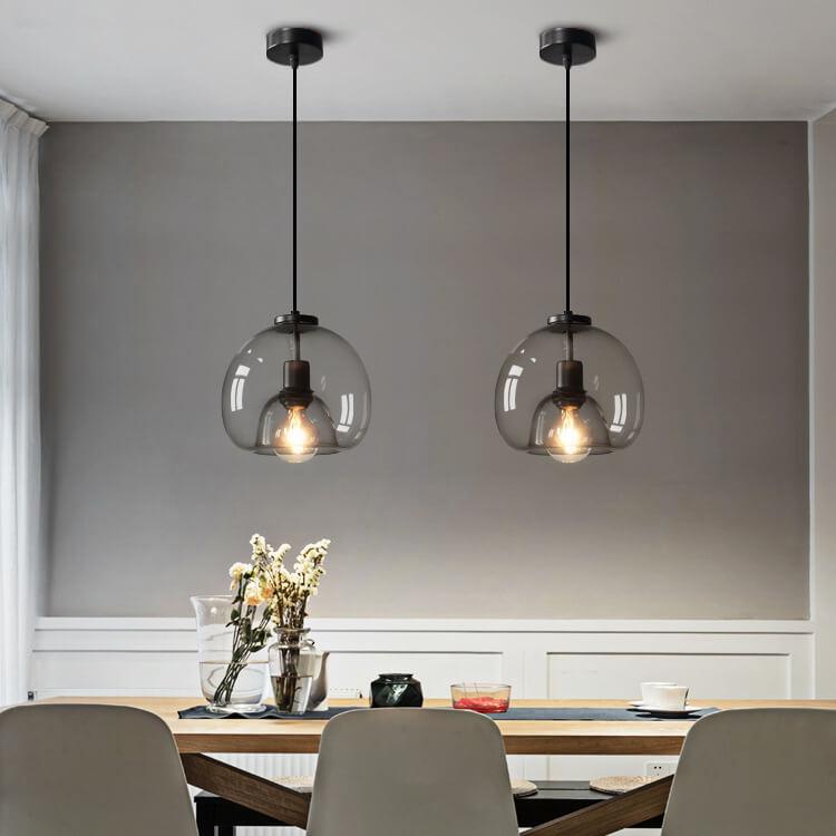Minimalist Smoke Gray Hand-Blown Glass Pendant Light