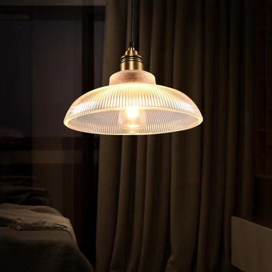 Vintage Striped Glass 1-Light Pendant Light - Classic Ceiling Fixture for Home Decor