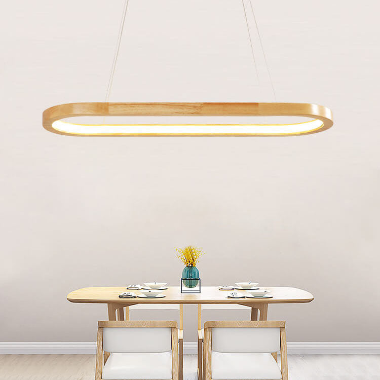 Modern Minimalist Wooden LED Chandelier - Round 1-Light Lighting Fixture