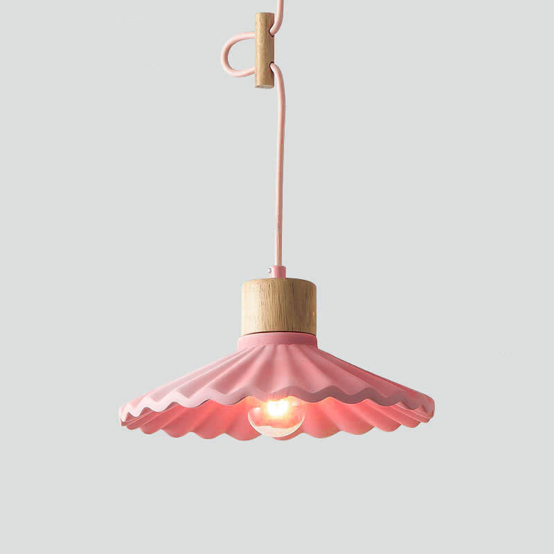 Modern Macaron Cement Scalloped Shade Pendant Light - 1-Light for Living Room