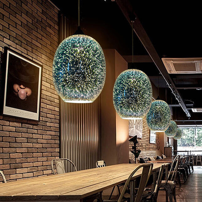 Modern 3D Stained Glass Fireworks Pendant Light - 1-Light Fixture Decor