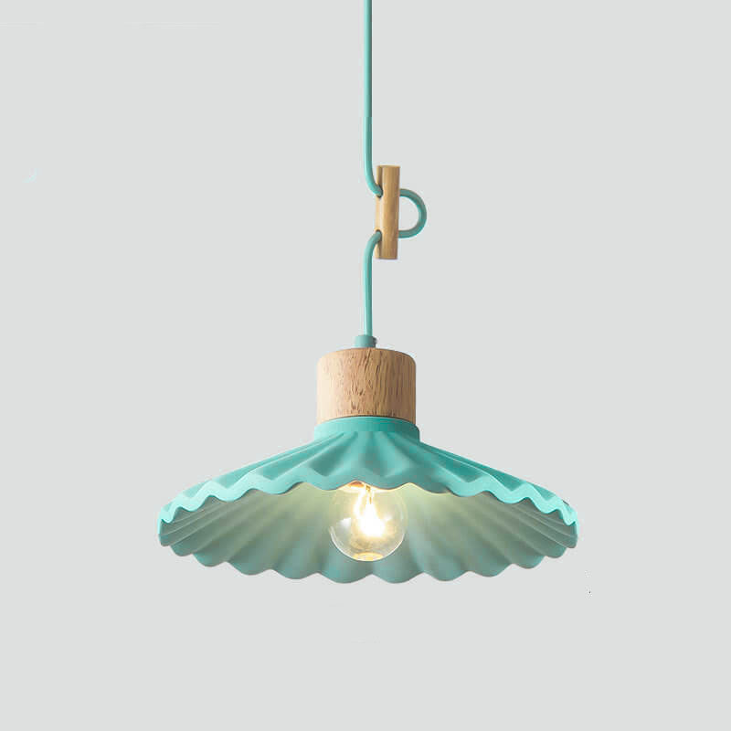 Modern Macaron Cement Scalloped Shade Pendant Light - 1-Light for Living Room