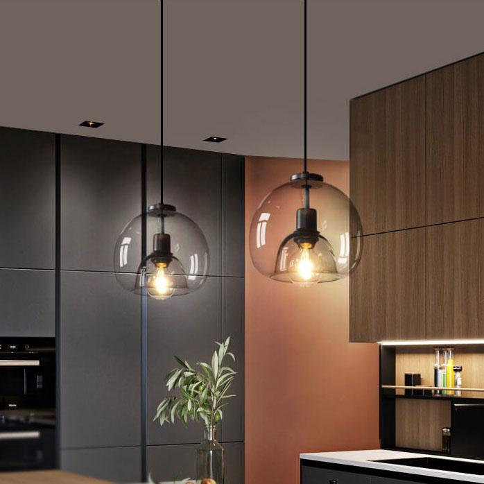 Minimalist Smoke Gray Hand-Blown Glass Pendant Light