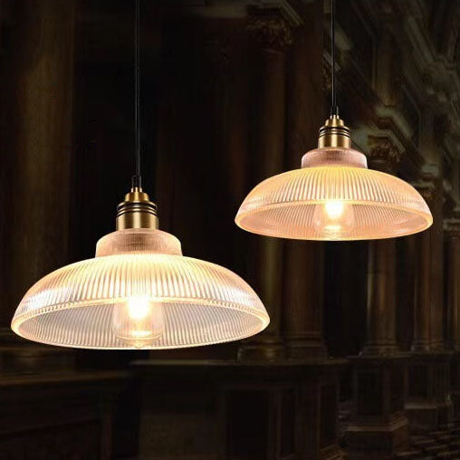 Vintage Striped Glass 1-Light Pendant Light - Classic Ceiling Fixture for Home Decor