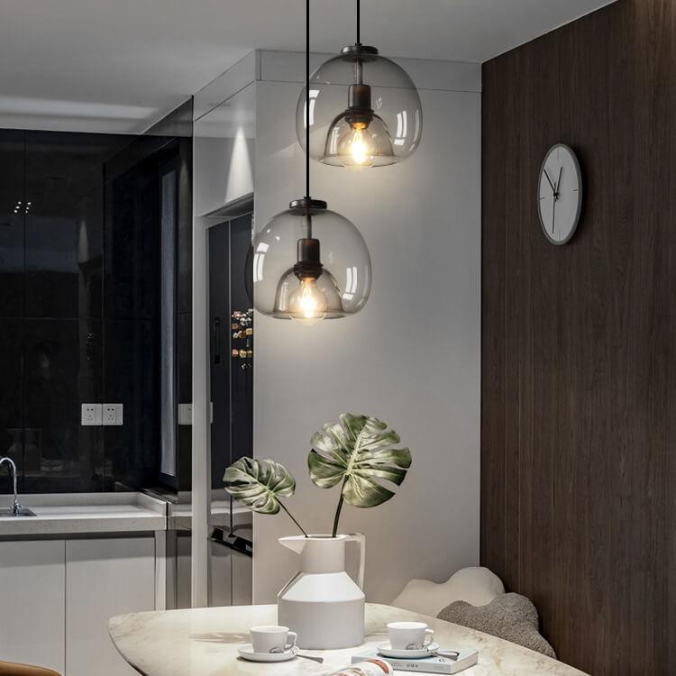 Minimalist Smoke Gray Hand-Blown Glass Pendant Light 1-Light Fixture