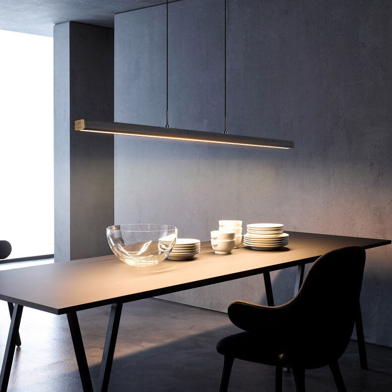 Modern Minimalist Long Strip LED Pendant Light - Sleek Lighting Solution for Home & Office, Energy-Efficient Design, Adjustable Height, Stylish Illumination