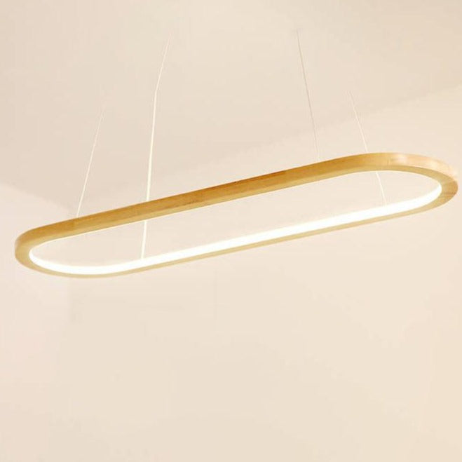 Modern Minimalist Wooden LED Chandelier - Round 1-Light Lighting Fixture