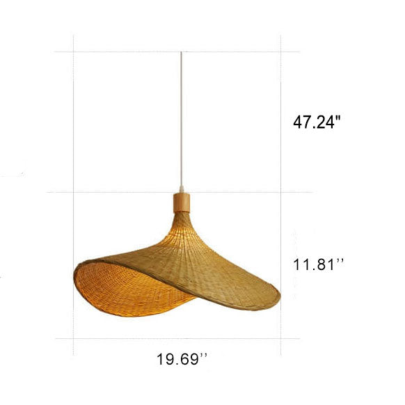 Woven Bamboo Straw Hat Pendant Light - Eco-Friendly Lighting Fixture