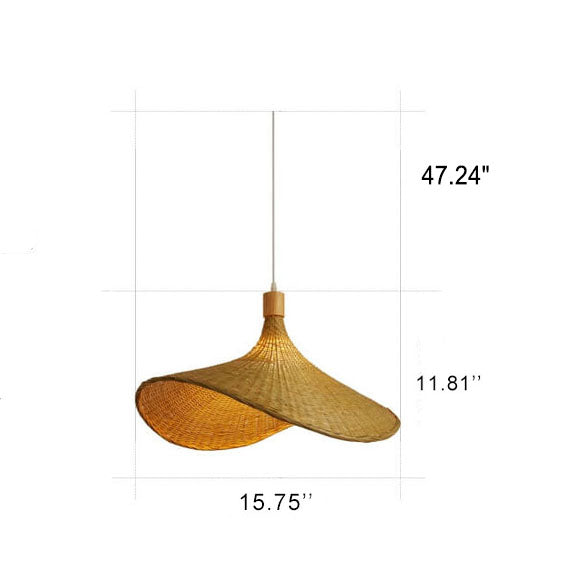 Woven Bamboo Pendant Light - 1-Light Straw Hat Design, Rustic Home Decor, Boho Lighting