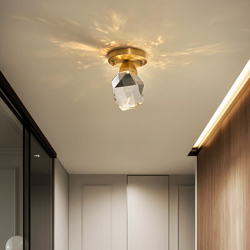 Crystal 1-Light Semi-Flush Mount Lighting with Diamond Shade