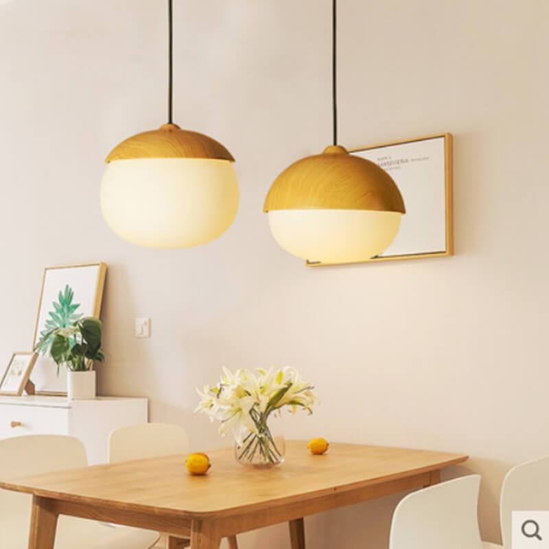 Modern Beige Nut Globe Pendant Light - 1-Light Fixture for Home Decor, Contemporary Ceiling Lighting, Stylish Pendant Lamp, Living Room, Kitchen, Dining Room Lighting