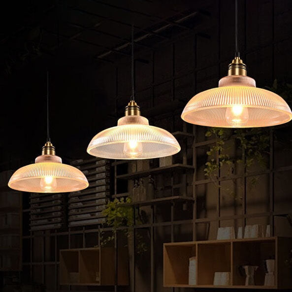 Vintage Striped Glass 1-Light Pendant Light - Classic Ceiling Fixture for Home Decor