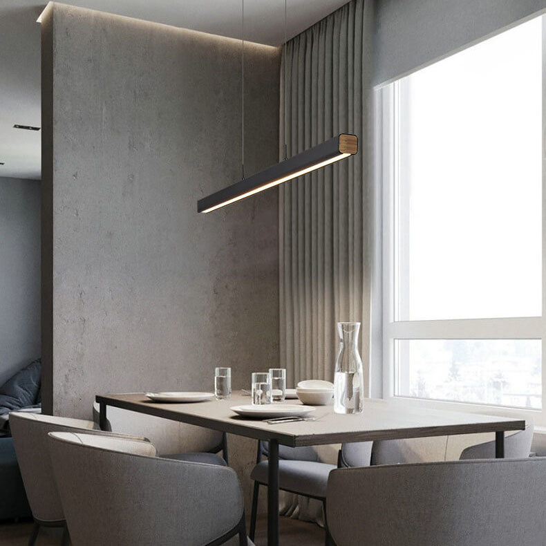 Modern Minimalist Long Strip LED Pendant Light - Sleek Lighting Solution for Home & Office, Energy-Efficient Design, Adjustable Height, Stylish Illumination