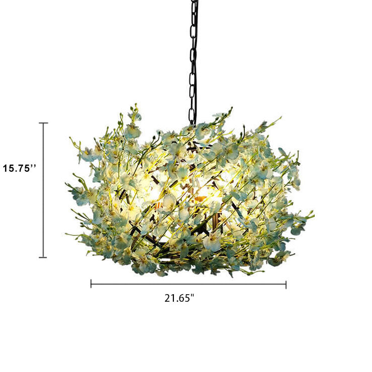 Colorful Flower 3-Light Globe Chandelier - Modern Floral Pendant Lighting for Home Decor, Bohemian Style Fixtures, Unique Indoor Illumination