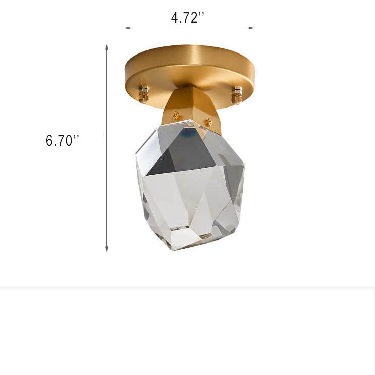 Crystal 1-Light Semi-Flush Mount Lighting with Diamond Shade