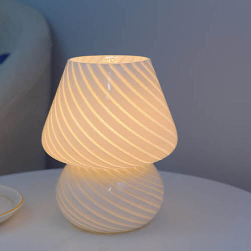 Retro Creative Glass Mushroom 1-Light LED Night Light Table Lamp, Vintage Home Decor, Stylish Bedroom Lighting, Decorative Nightlight for Nursery, Unique Gift Idea, USB Powered, Soft Glow, Functional Art Piece