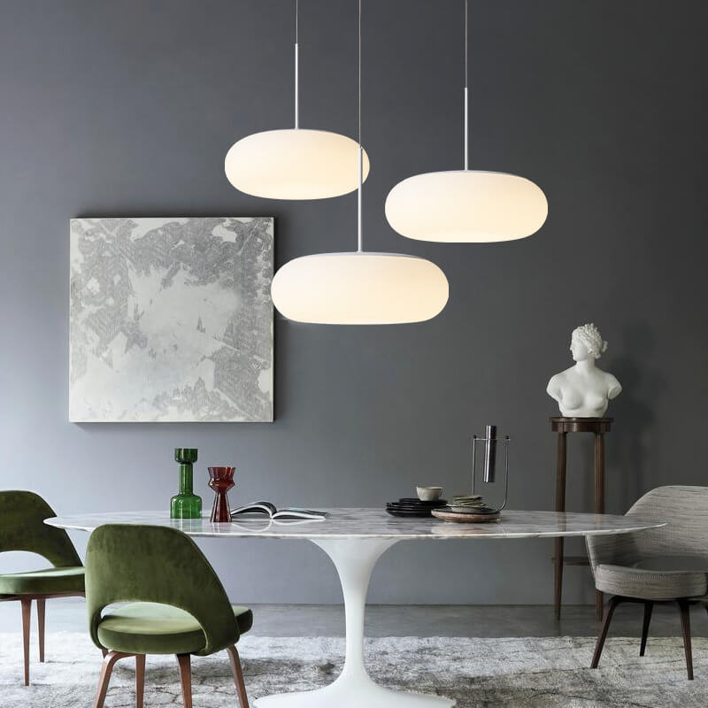 Modern Minimalist White LED Pendant Light - 1-Light Drum Design