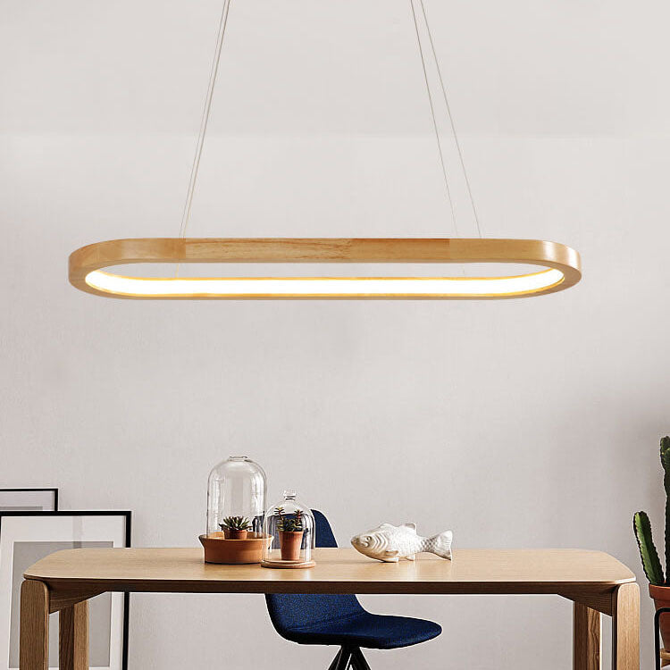 Modern Minimalist Wooden LED Chandelier - Round 1-Light Lighting Fixture