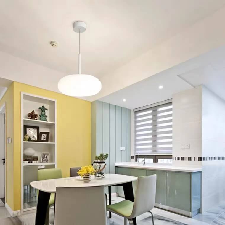 Modern Minimalist White LED Pendant Light - 1-Light Drum Design