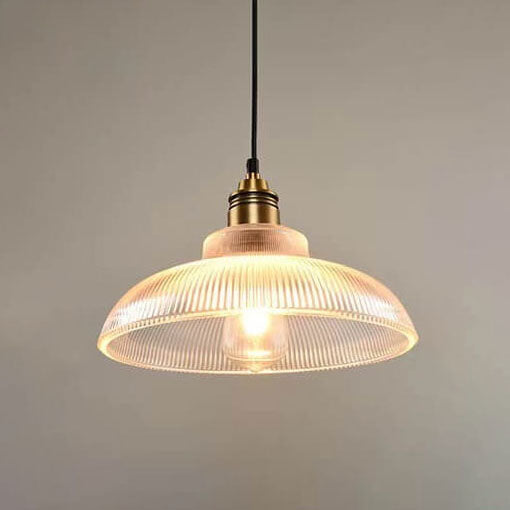 Vintage Striped Glass Pendant Light Fixture - 1-Light Ceiling Hanging Lamp