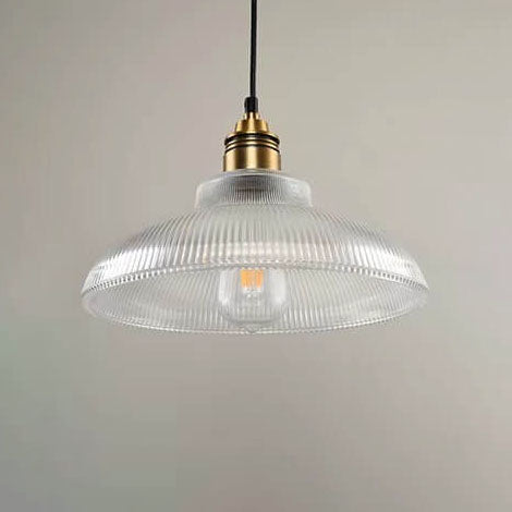 Vintage Striped Glass Pendant Light Fixture - 1-Light Ceiling Hanging Lamp
