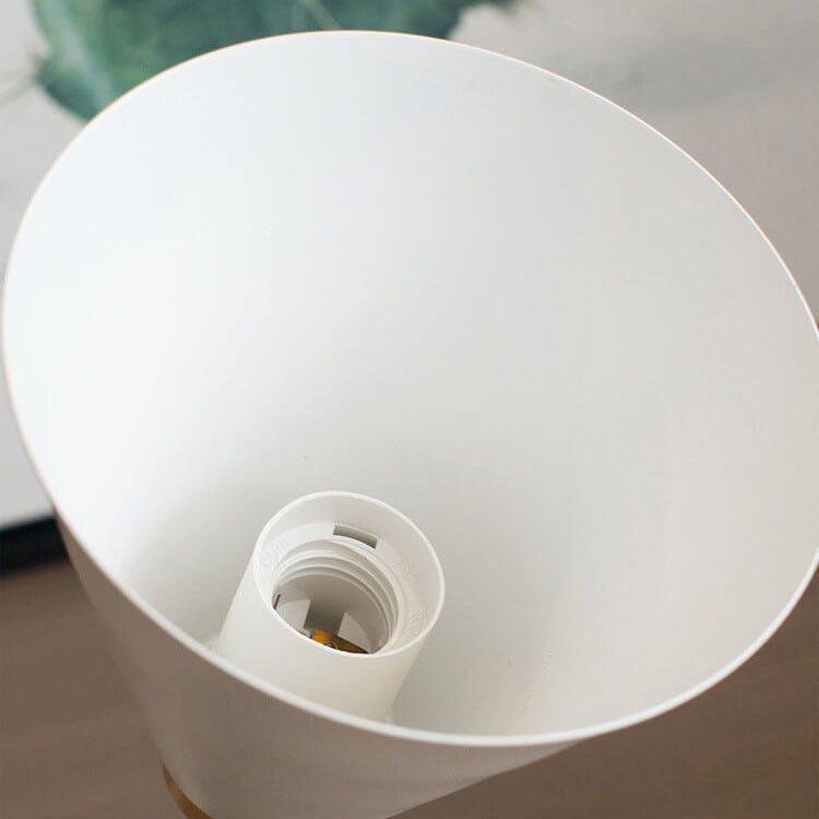 Modern Minimalist Cone Shade Wall Sconce Lamp - Wooden Base 1-Light Fixture