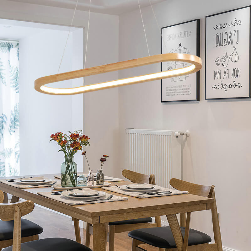 Modern Minimalist Wooden LED Chandelier - Round 1-Light Lighting Fixture