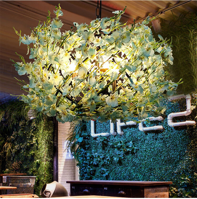 Colorful Flower 3-Light Globe Chandelier - Modern Floral Pendant Lighting for Home Decor, Bohemian Style Fixtures, Unique Indoor Illumination