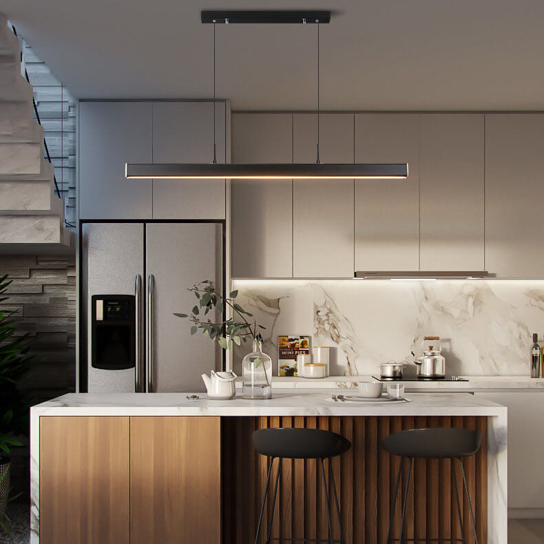 Modern Minimalist Long Strip LED Pendant Light - Sleek Lighting Solution for Home & Office, Energy-Efficient Design, Adjustable Height, Stylish Illumination