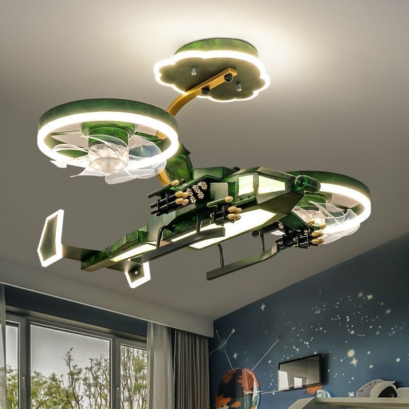 Contemporary Kids Airplane Acrylic LED Ceiling Fan Light for Bedroom 

Illuminate your child's room with this stylish and fun airplane-themed ceiling fan light. Featuring a modern design, the acrylic construction provides a bright and energy-efficient LED