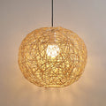 Rattan Weaving Beige Globe Pendant Light 1-Light Fixture