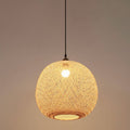 Bamboo Weaving Round Ball Beige Japanese Pendant Light - 1-Light Modern Hanging Fixture