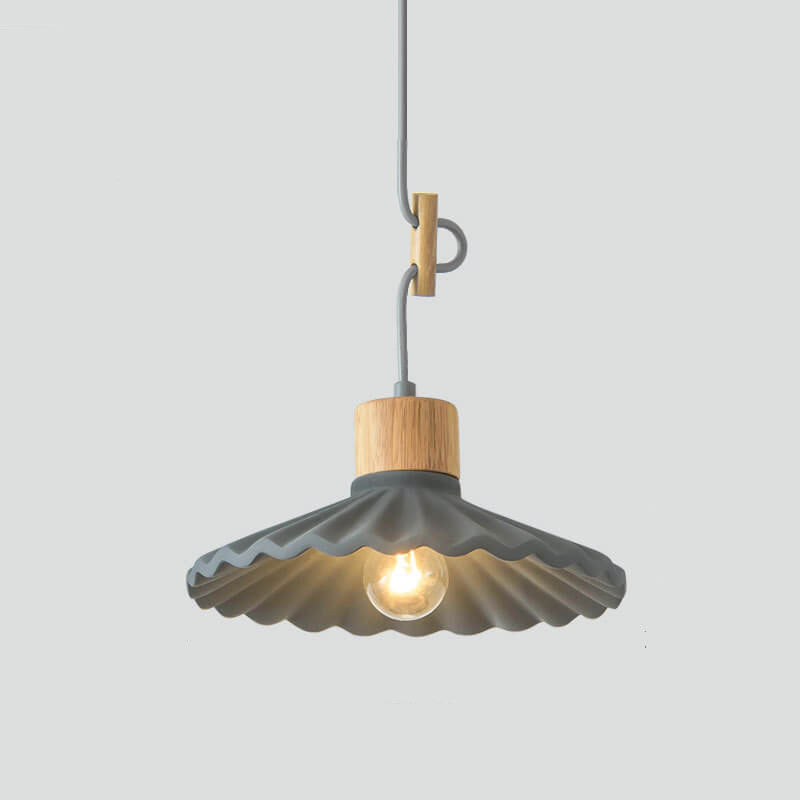 Modern Macaron Cement Scalloped Shade Pendant Light - 1-Light for Living Room