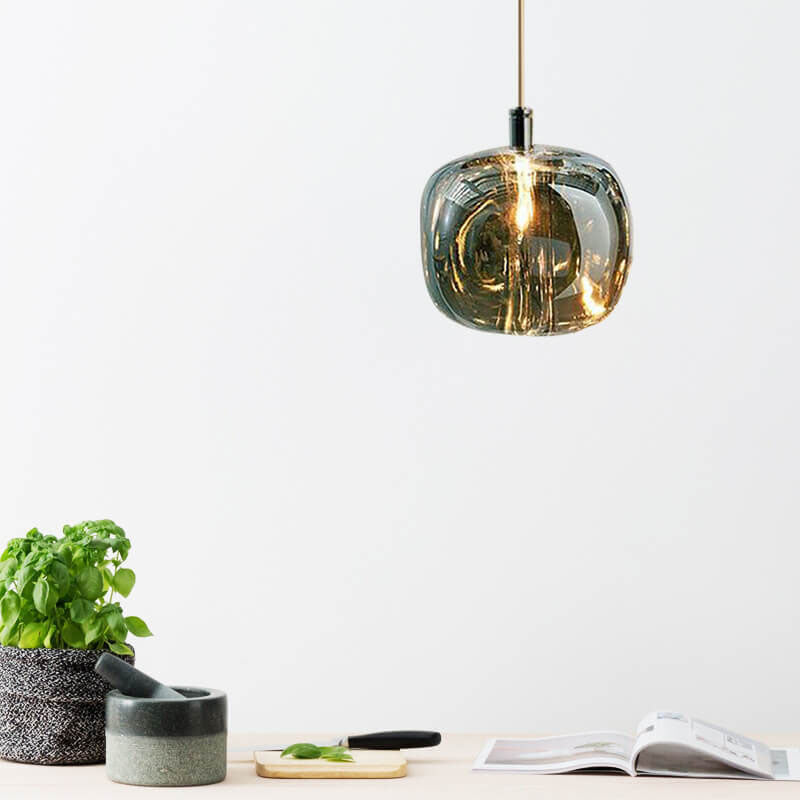 Modern Clear Glass Cube Pendant Light - 1-Light Ceiling Fixture, Contemporary Lighting for Kitchen, Dining, or Living Room