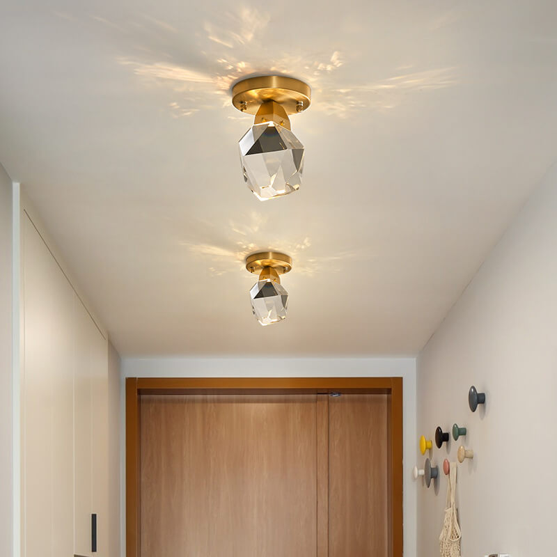 Crystal 1-Light Semi-Flush Mount Lighting with Diamond Shade