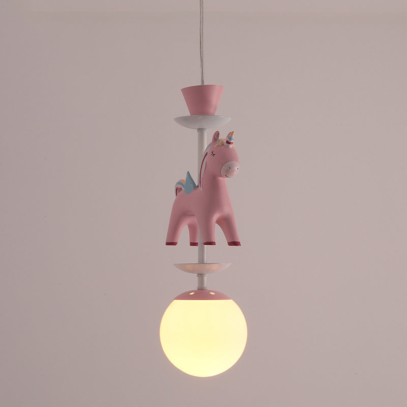 Modern Art Deco Kids Flush Mount Ceiling Light - Iron Resin Glass Round Base, 1/3/5 Light - Stylish Bedroom Lighting Fixture, Horse Theme, Vintage Inspired, Unique Decorative Light for Children's Rooms, Stylish Interior Illumination, Decorative Flush Moun